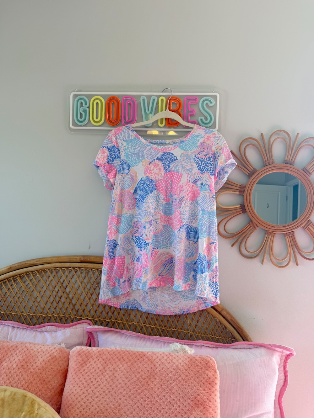 Lilly Pulitzer Pastel Shell-Print Short Sleeve Tee in Pink, Blue & Lavender